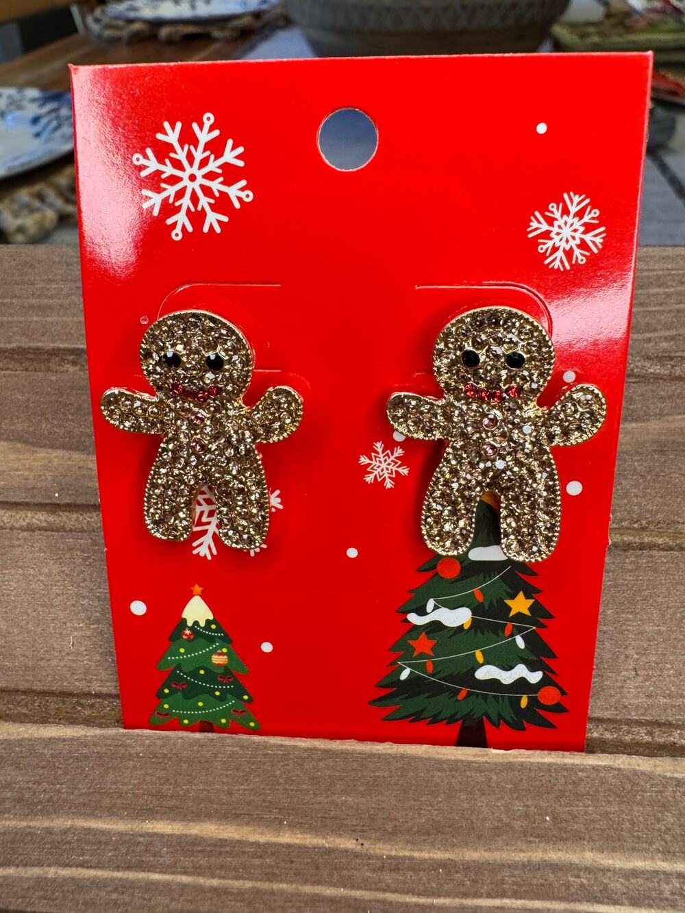 Sparkly Gingerbread Christmas Earrings Christmas Festive Holiday Accessories